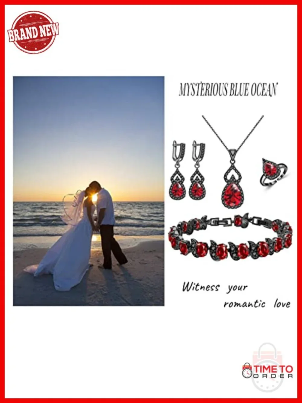 Women's Jewelry Set - Platinum Plated Necklace, Ring, Earrings, Bracelet